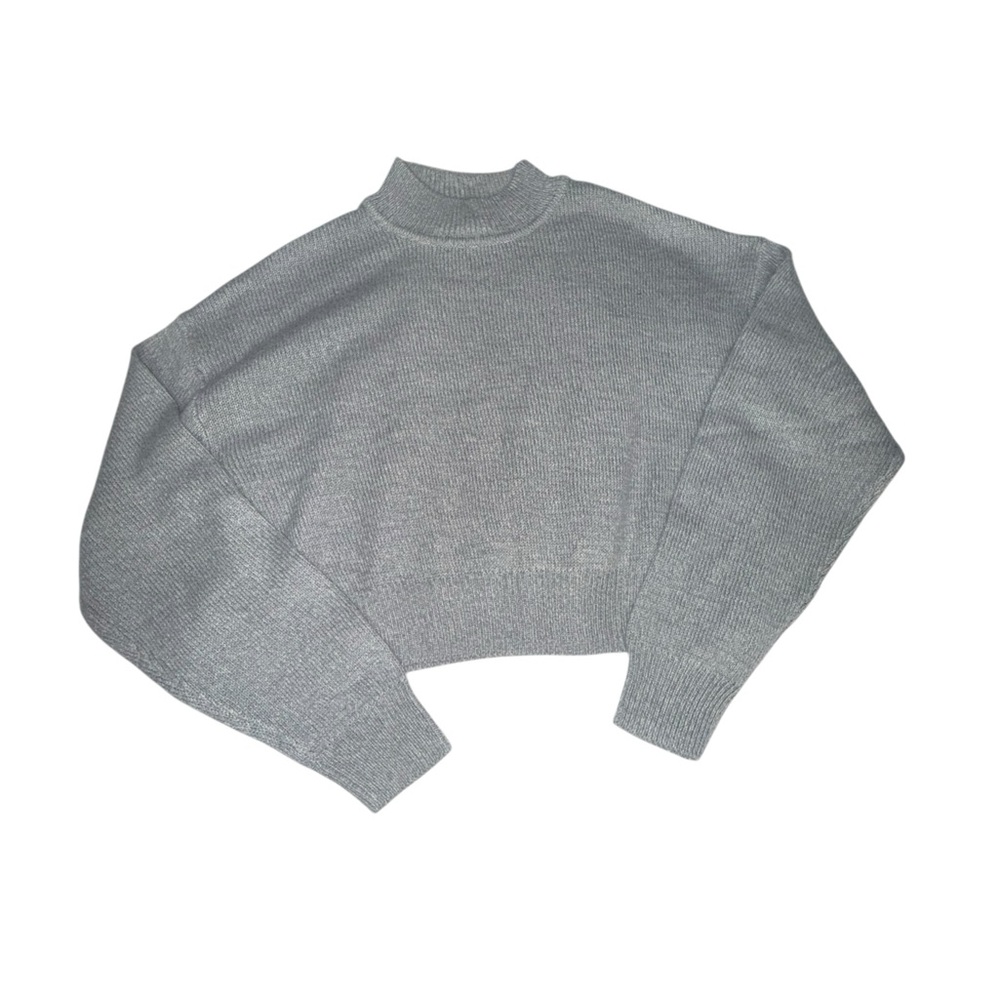 Divided H&M Gray Mock Neck Long Sleeve Cropped Sweater - Size XS